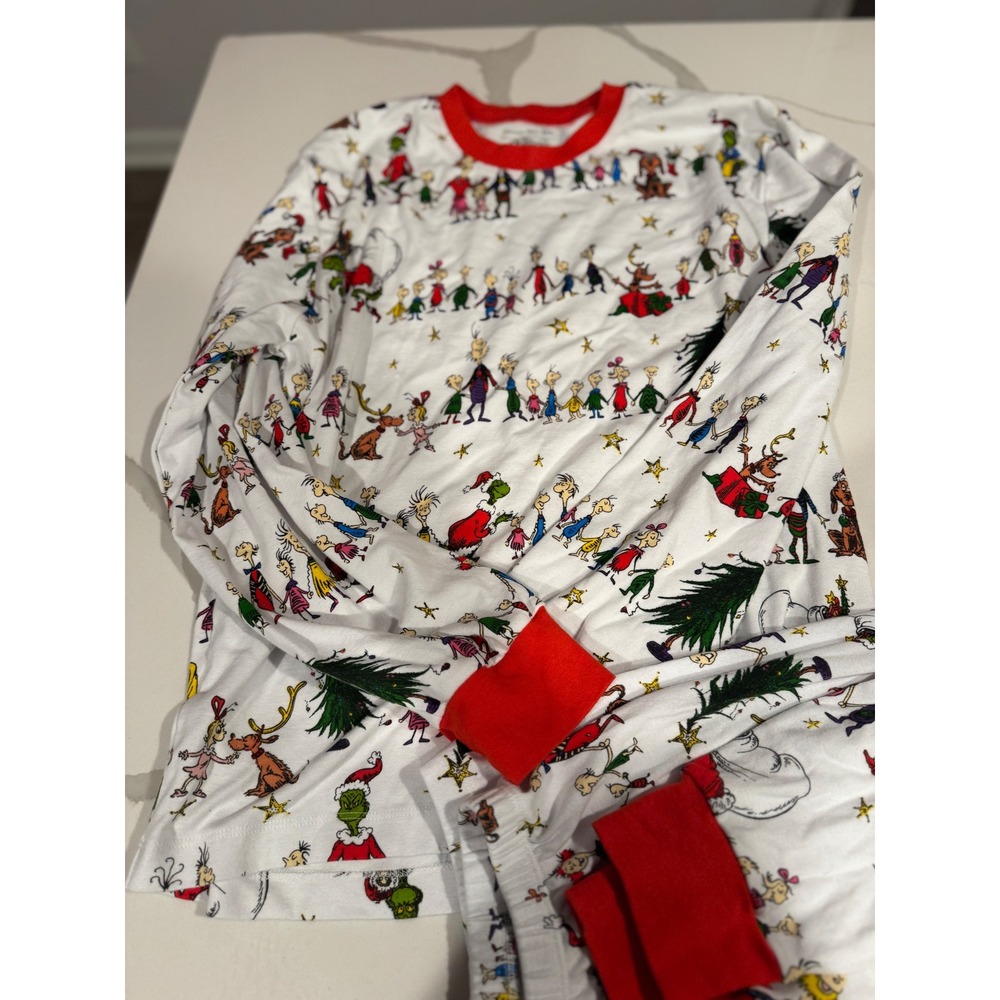 Pottery Barn Kids Dr Seuss‎ The Grinch Christmas Pajamas Adult Large 2pc